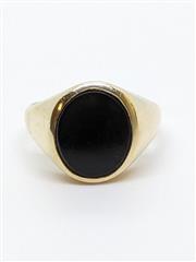 10K 4.8g Yellow Gold Traditional Minimalist Simple Onyx Signet Ring Size-6